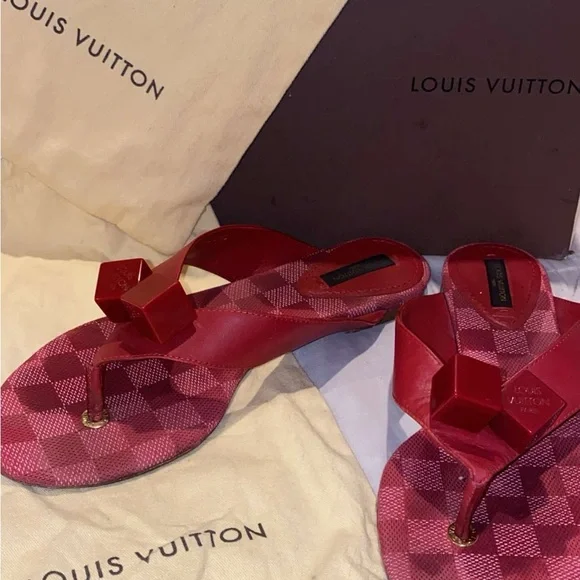 Louis Vuitton Red Jelly Sandals - Picture 1 of 9